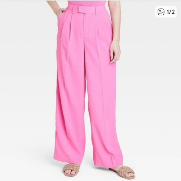 a new day Pants - A New Day Bright Pink Wide-Leg Pants